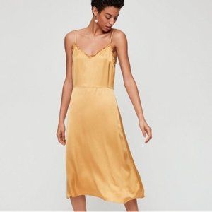 Aritzia Wilfred Mille Ciaro Gold Slip Dress